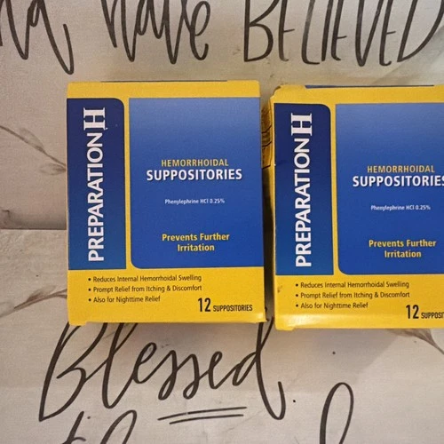 PREPARATION H HEMORROIDAL SUPPOSITORIES 12 Ct 2Pck Exp:08/27 - product listing photo