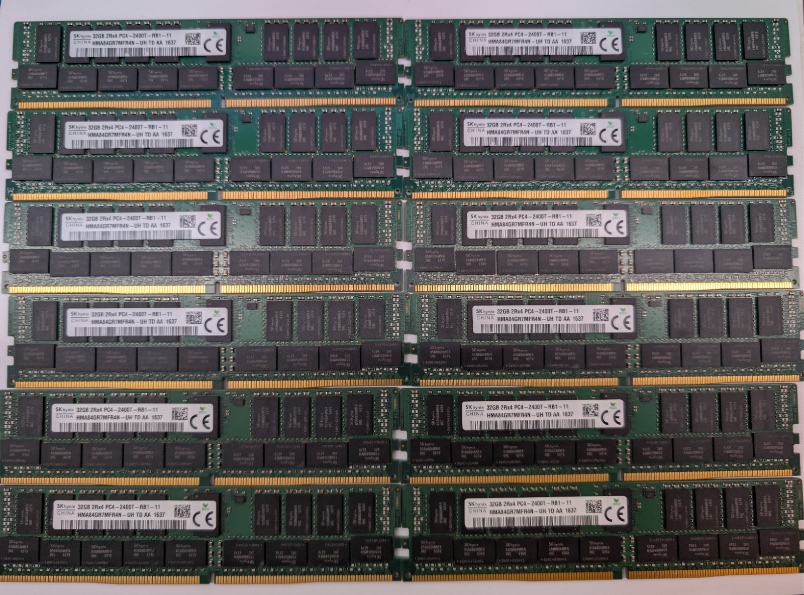 32GB Matched Hynix DDR4 2400 PC4-19200 ECC REG RDIMM HMA84GR7MFR4N-UH