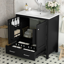 30"Black Bathroom Vanity Single Sink,Combo Cabinet Undermount Sink,Bathroom