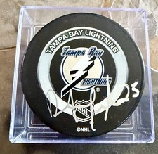 HOF Dave Andreychuk AUTO SIGNED Tampa Bay Lightning Official Game Puck- JSA COA