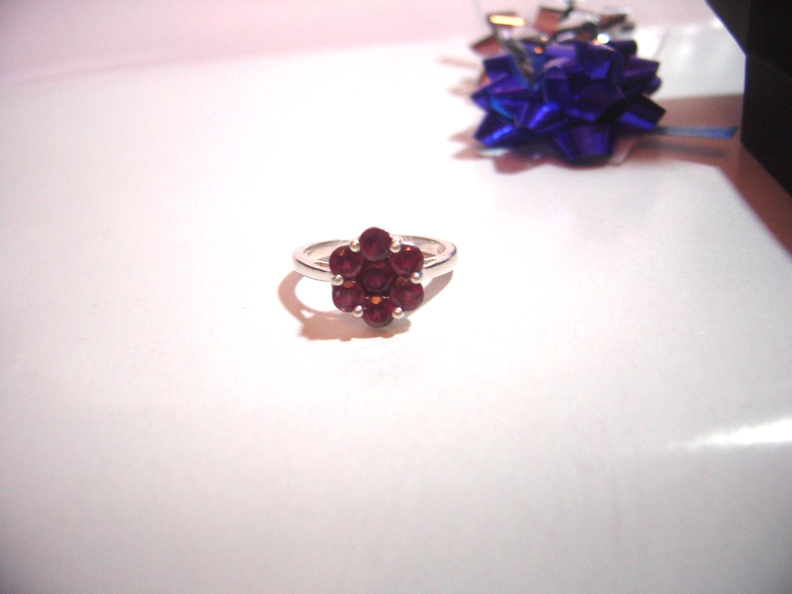 VINTAGE-SOLID SILVER-GENUINE RASPBERRY RED RHODOL… - image 3