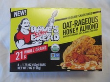  1 Box Dave's Killer Bread Oat-Rageous Honey Almond Snack Bars 4 Bars 7 Oz Tot