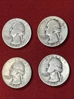 Lot of 4  -  1947 P  WASHINGTON Quarters  -  90% Silver
