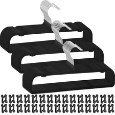 Velvet Hangers Non Slip 30 PCS Strong Durable Slim Ultra Thin Flocked Black