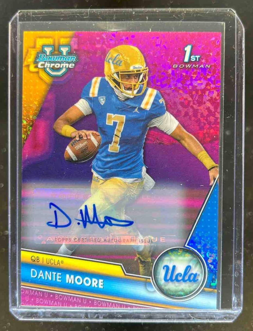 2023 Bowman U Chrome Dante Moore Auto 1st Fuschia Mini Diamond Refractor #52/150