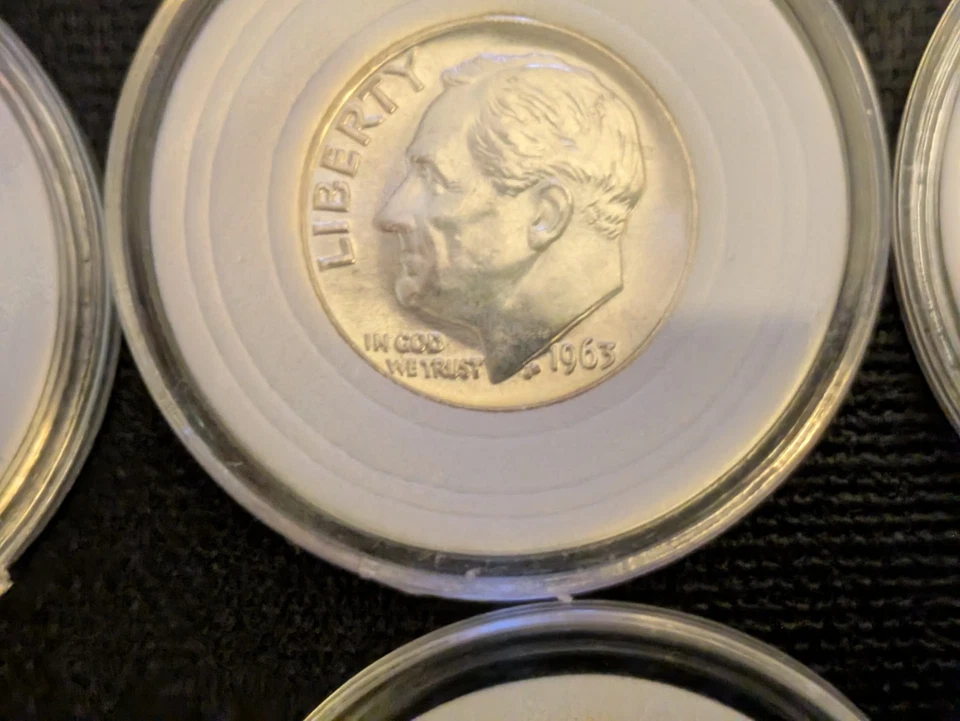 Lot of 8 - (4 Are 90% Silver) 1962/63/64 Roosevelt Dimes/Quarter+ 4 PROOF 25¢ - Image 3 of 4