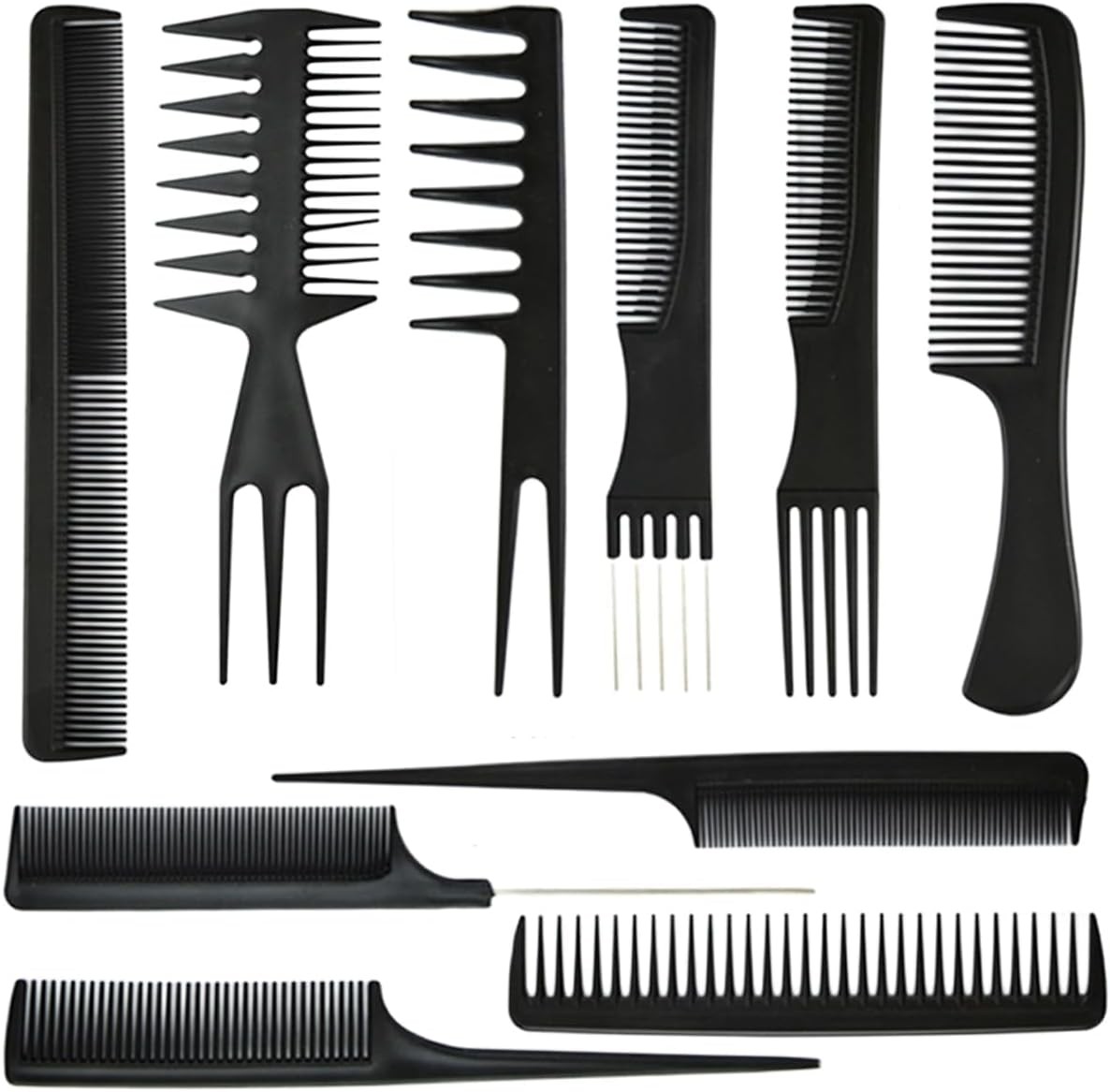 10Pcs Hairdressing Comb Set Hair Styling Kit Professional Barber Gift Black Col