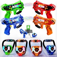 Rechargeable Laser Tag Guns Set of 4 with 360 Sensors  LED Display Real-Time...