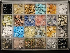 1500PCS Stone Beads Kit 24 Styles Crystal Gemstone DIY Crafts jewelry holes NEW