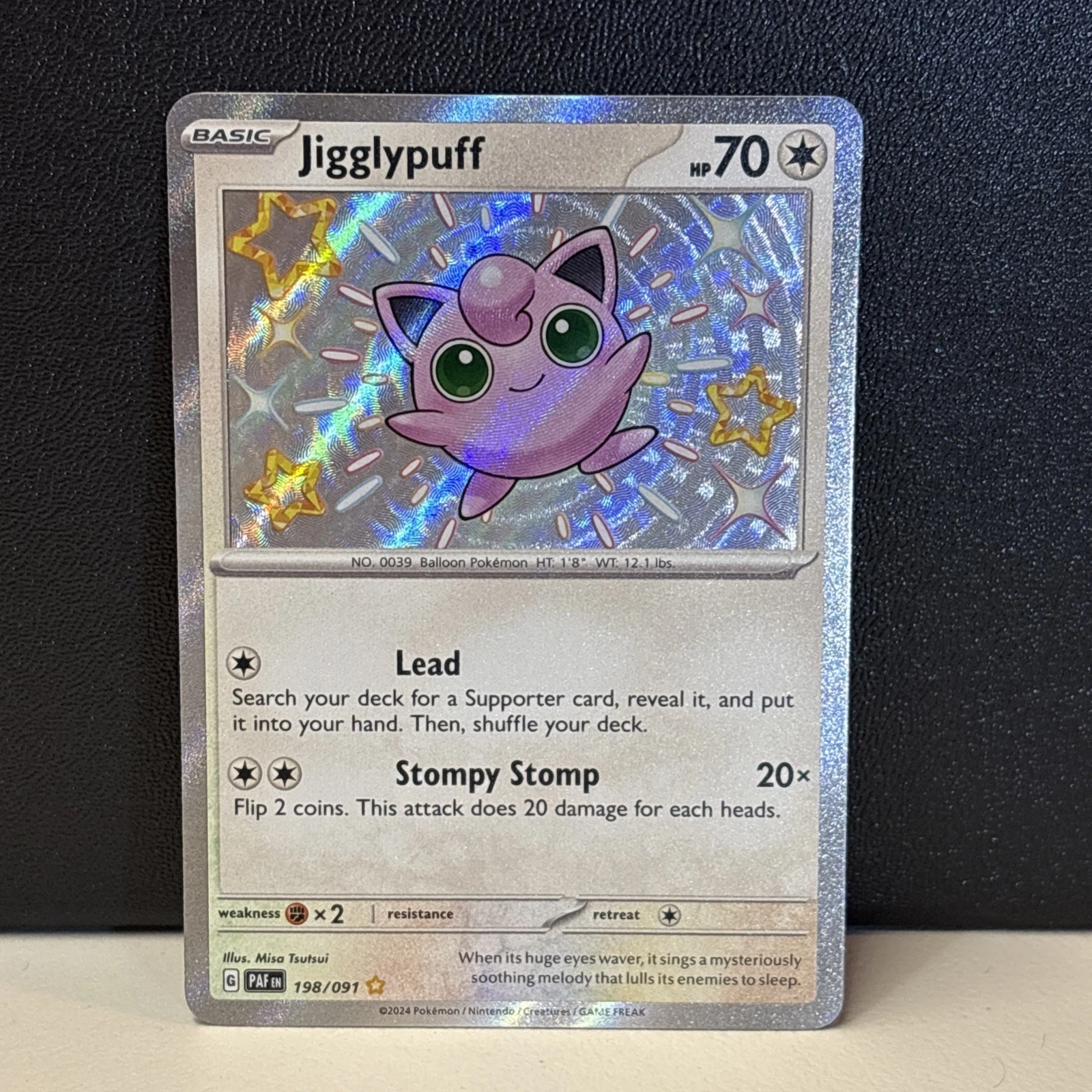 Jigglypuff - 198/091 - Paldean Fates - Baby Shiny Pokemon TCG Card NM Rare