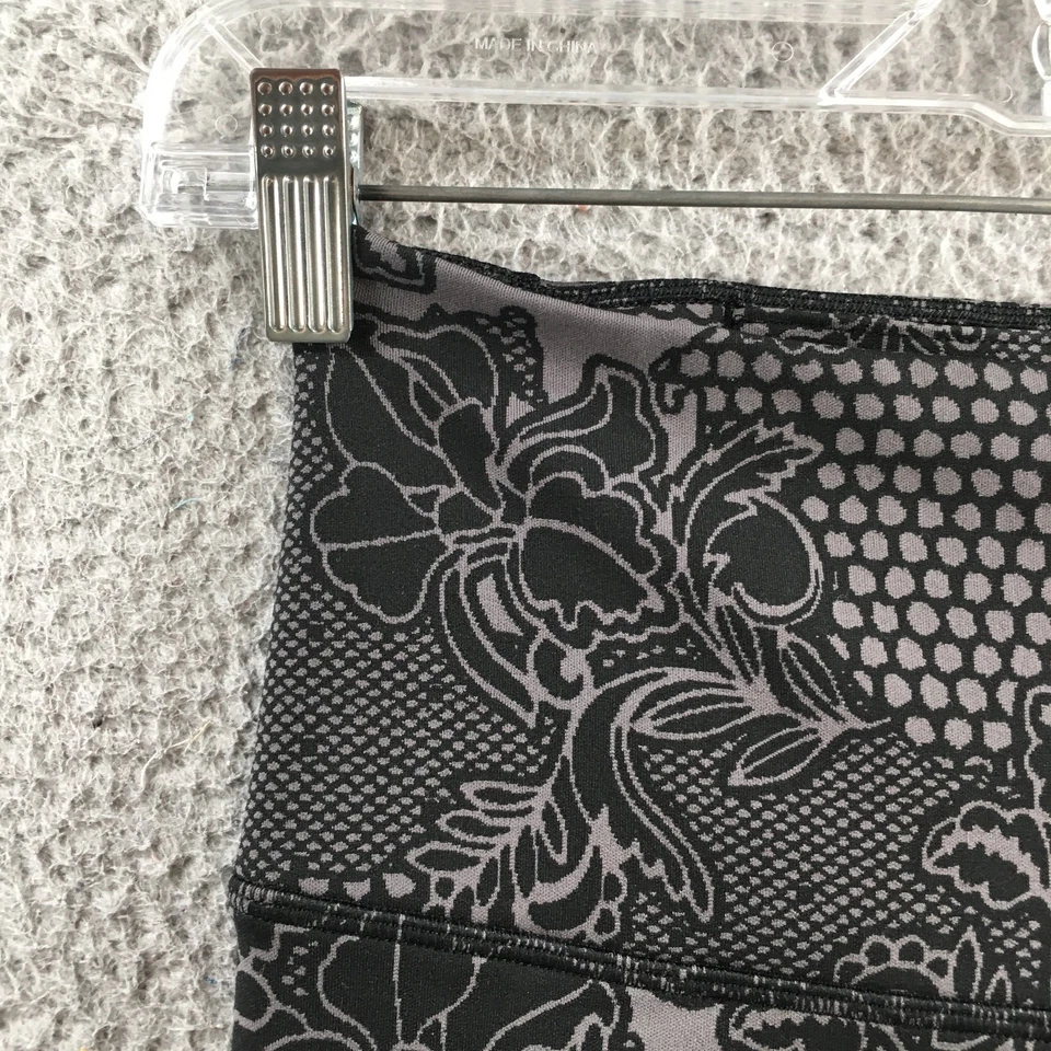 Nike Dri-Fit Cropped Leggings Womens XS Gray Black Floral Print Pull On Mid Rise - Image 3 of 4