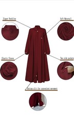 Dubai Muslim Women Open Front Zipper Abaya Dress Kaftan Robe Islamic Ramadan Eid