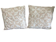 Matching Throw Pillows Set 18x18 Pale Pink Beige White Embroidered Textured New