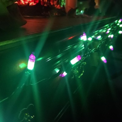Spooky String Lights, Purple / Green LED Double Lights 10.5 Ft, Halloween USA