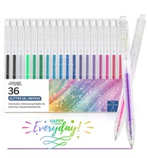 Glitter Gel Pens, 36 Colors Metallic Vibrant Retractable Sparkle Gel Pens for...