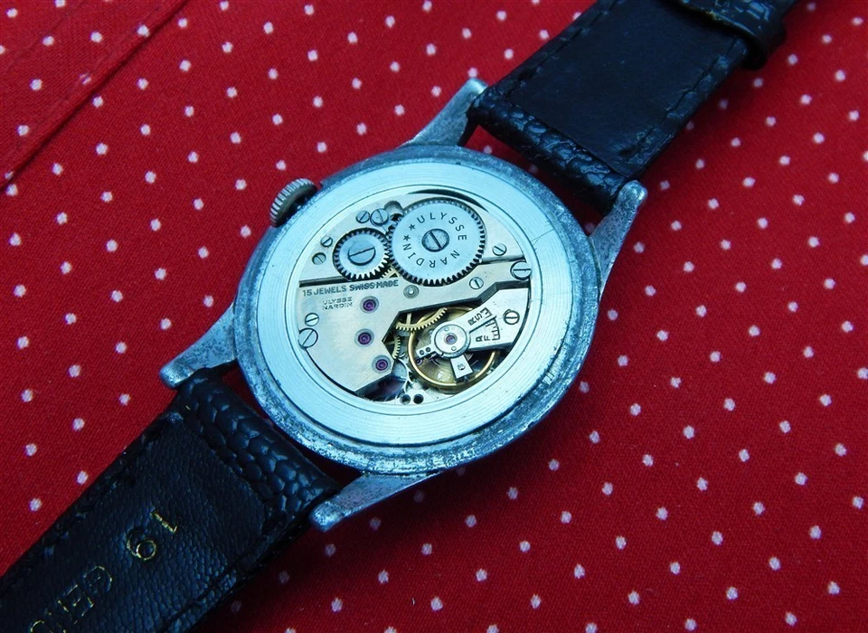 DE COLECCIÓN ULYSSE NARDIN PLATA TARJETAS DE PÓQUER ESFERA 36 MM CAJA CHAPADA EN ORO MANUA WIND Foto 2 de 4