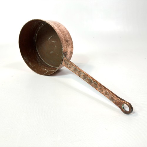 Vintage Hammered Copper Saucepan - Rustic Swedish Cookware with Floral Handle - Picture 9 of 10