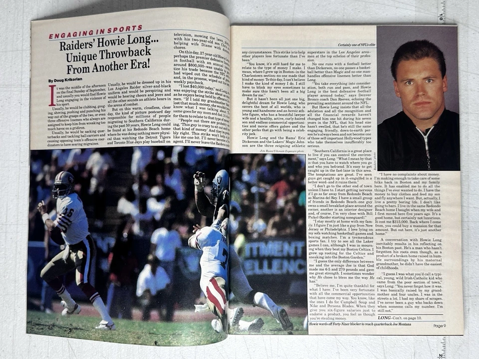 1987 Raiders Howie Long SportsClub Magazine Adidas Zapatillas ASICS Años 80 NFL Foto 3 de 4