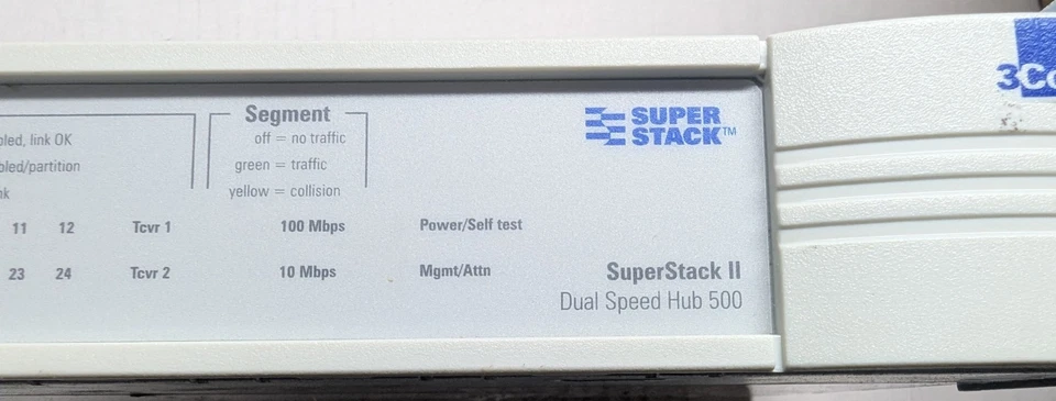 3Com 3C16611 SuperStack II Dual Speed Hub 500 24-Port 10/100 Mbps Ethernet w/PCo - Image 2 of 4