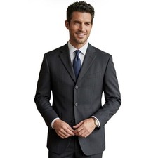 Geoffrey Beene Mens Pinstripe Blazer Jacket Charcoal Grey 3-Button 38R