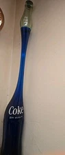 Vintage 1970s Stretched Coca Cola Bottle Art Glass Elongated 16 Oz.  Coke Blue