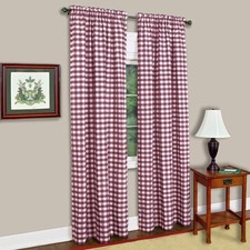 ACHIM Buffalo Check Panel Window Curtain - 42"W x 63"L Pack of 1 , Burgundy