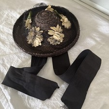 1920 s Child s Blue Straw Hat W/ Embellishment