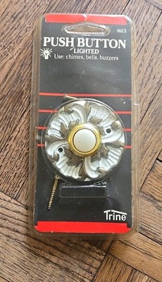 Vintage Trine Lighted Push Button Doorbell 868 New W/ Screws Chimes Bells Buzzer