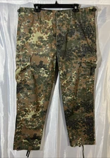 Mil-Tec Camo Cargo Pants Men's Size XL 31" Inseam Green Brown Ankle Drawstrings