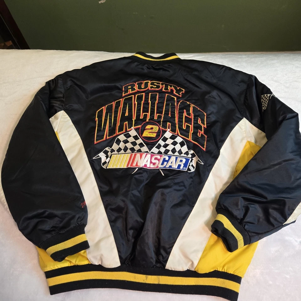 Chaqueta De Colección Nuez Moscada Oficial Nascar Rusty Wallace Talla Grande con Cremallera Foto 2 de 4