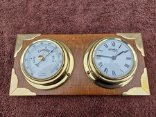 Vintage Estyma Schiffe Messing Uhr Barometer auf Holzsockel