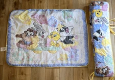 Vintage Baby Looney Tunes Crib Blanket & bonus free item - A Day at the Zoo