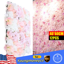 12pcs Artificial Rose Hydrangea Flower Wall Panels Wedding 60 x 40cm Party Decor