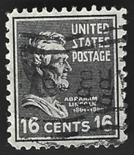 Scott# 821 16c ABRAHAM LINCOLN with Machine Cancel - (A-4)