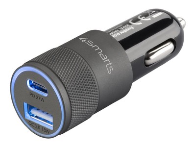 4smarts 464448 Car Cigarette Lighter 12V 3A Black Car Charger Rapid+ 27W with