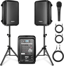 Portable PA System with Microphone, 300W Powered, Sound System with 8 Channel...