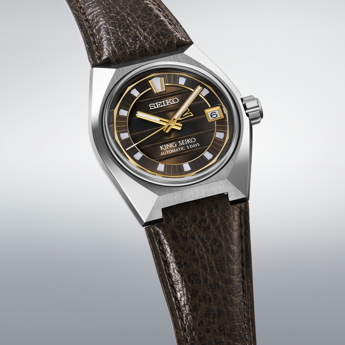 King Seiko VANAC SDKV013 Automatic Watch Brown Dial 41mm Leather