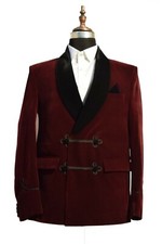 Men Burgundy Smoking Jacket Designer Elegant Wedding Party Wear Blazers Coat