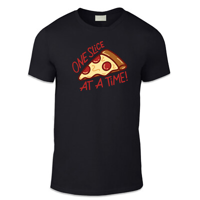Niedliches Cartoon Mops Erwachsene Unisex T-Shirt - eine Scheibe nach der anderen Pizza Essen Käse
