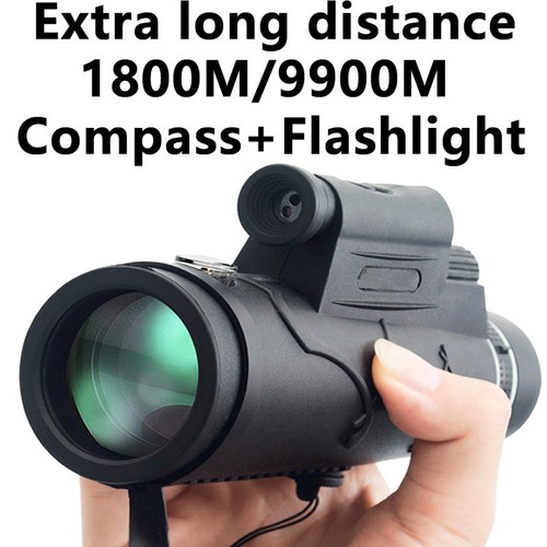 HD 12X50 Compass Flashlight Infrared Distance Monocular Telescope Night Vision