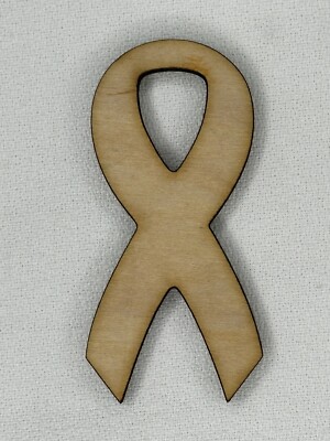 Custom Laser Cut Unfinished Breast Cancer Awareness Ribbon Shape Wood Cutouts