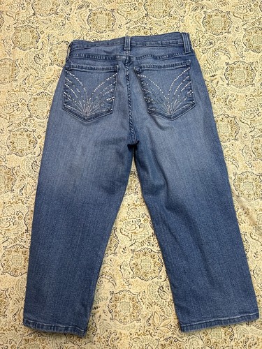 NYDJ Womens Sz 4P Capris Ladies Mid Rise Stretch Casual Designer Jeans Blue - Picture 3 of 12