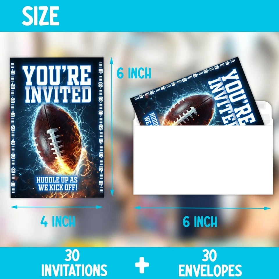 Tarjeta de invitaciones de fiesta de cumpleaños de fútbol para niños... Foto 2 de 4