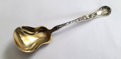 Gorham Marguerite Sterling Silver Preserve or Sugar Spoon Gold Wash Bowl Lovely