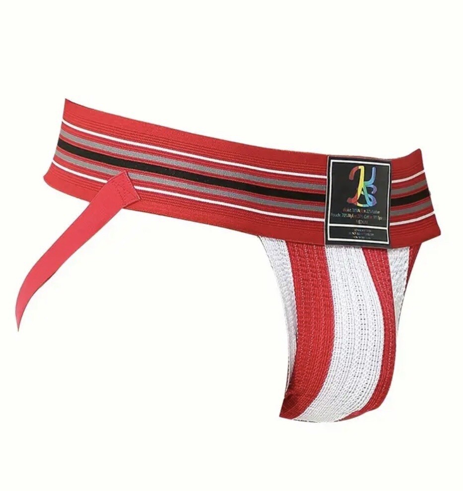 Jockstrap Men's Sexy Red & White Candy Stripe Classic Sport Athletic Jock Size L eBay