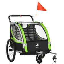 3-in-1 Baby Bike Trailer High-Visibility Stroller Toddler Wagon Double Trailer