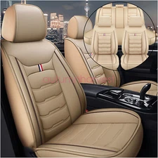 For TOYOTA Leather 5 Seats Car Seat Cover Front Rear Full Set Cushion Pad Beige