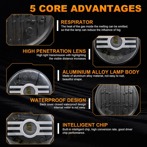 7" LED Headlights Halo Fog Lights Combo Kit For 2007-2017 For Jeep Wrangler JK - Foto 8 di 11