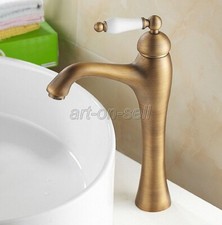 Deck Mounted Single Handle Antique Brass Bathroom Basin Mixer Sink Tap anf104