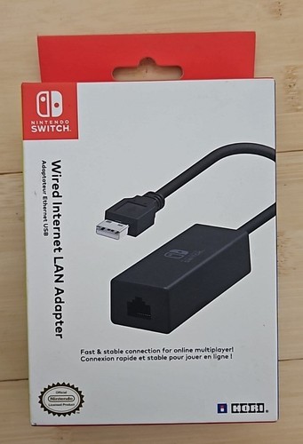 New Open Box Official Nintendo Switch Hori NSW-004U Lan Adapter - Black